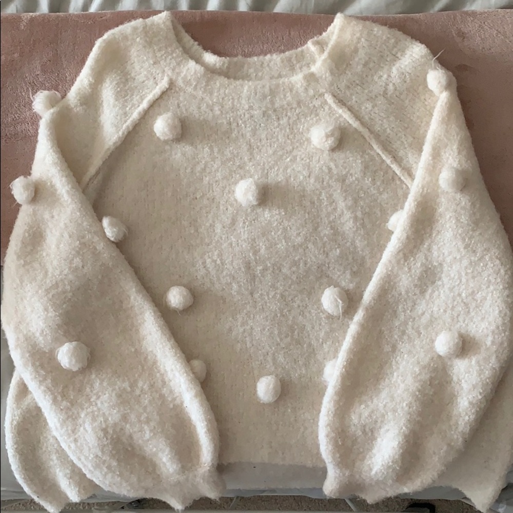 Pom Pom Cream Sweater